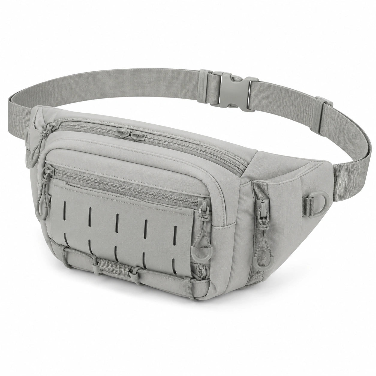 Hüfttasche 30 x 8 x 16 cm aus Polyester Grau mit Reißverschlussfächern