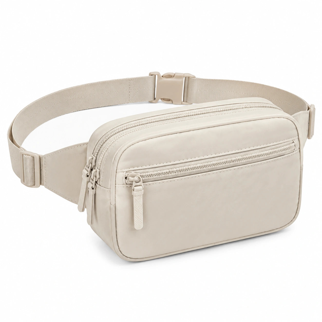 Hüfttasche 28 x 8 x 16 cm in Creme aus Kunstleder mit verstellbarem Gurt und Reißverschluss