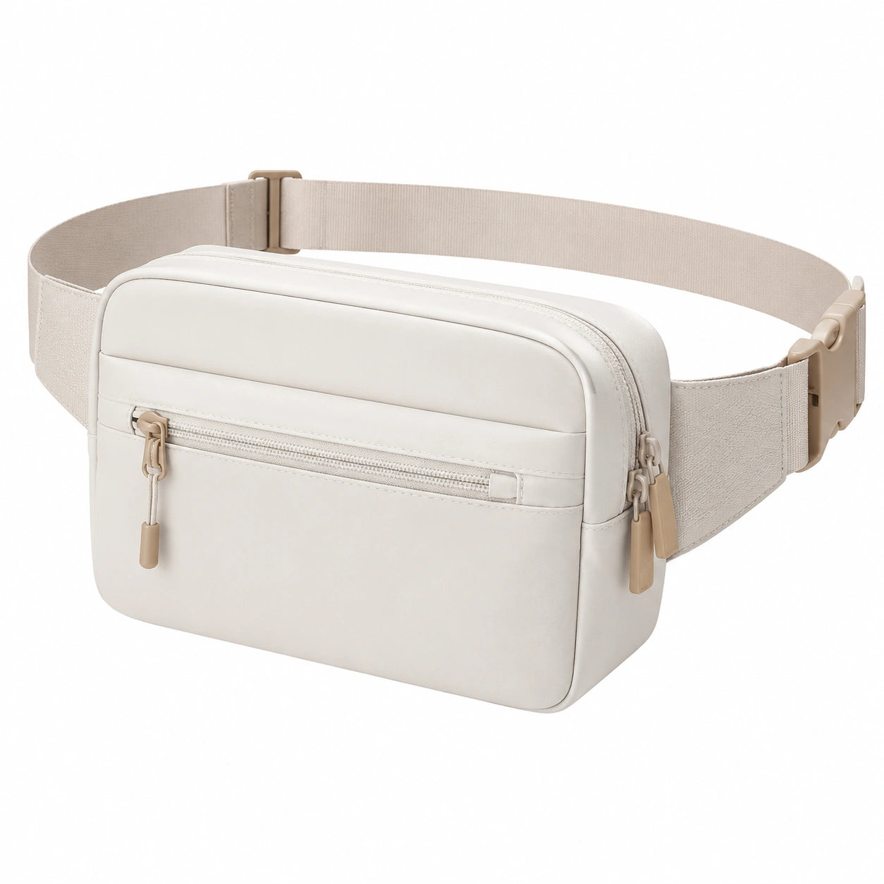 Gürteltasche 22 x 7 x 14 cm aus Kunstleder in Cremeweiß mit verstellbarem Gurt