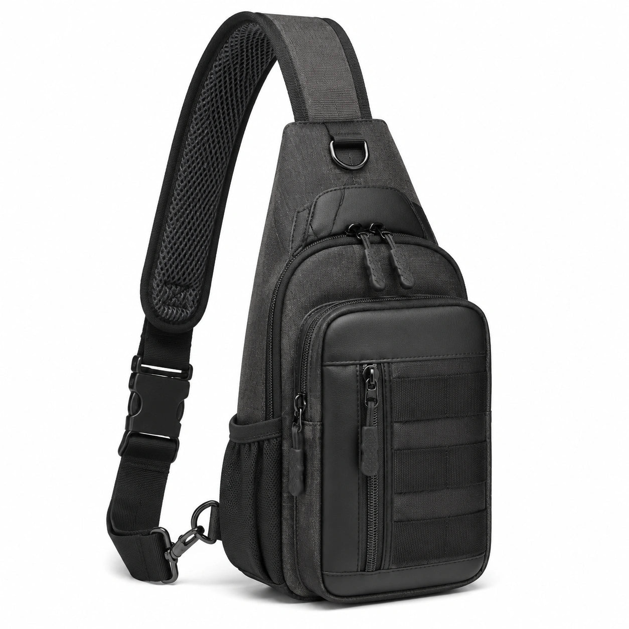 Umhängetasche 18 × 8 × 32 cm aus Textil Schwarz mit Reißverschluss für Alltag