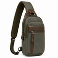 Umhängetasche 18 x 8 x 32 cm Textil Olivgrün Braun mit verstellbarem Schultergurt