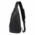 Schultertasche 18 x 8 x 32 cm aus schwarzem Kunstleder mit Reißverschluss für Alltag