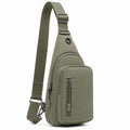 Brusttasche 18 x 8 x 31 cm aus Textil Olivgrün verstellbar mit Reißverschlusstaschen