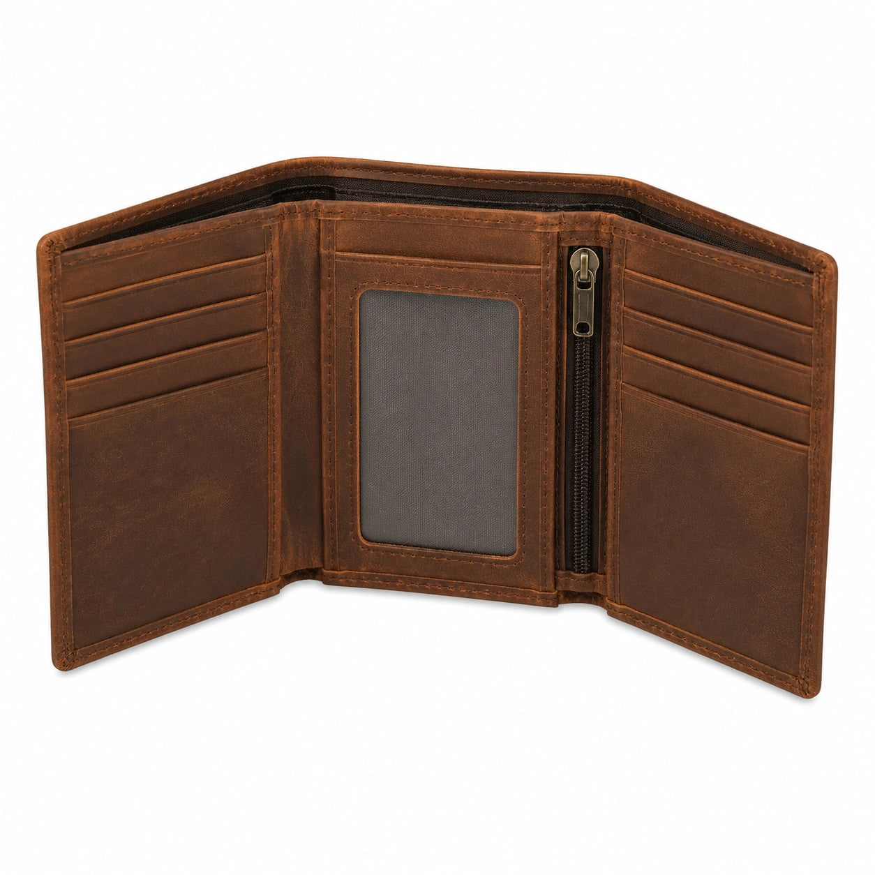 Herren Geldbörse 12 cm Leder Braun mit Kartenfächern und Münzfach