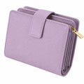 Damen Geldbörse 14 cm x 10 cm x 3 cm aus Kunstleder Lila mit Reißverschluss
