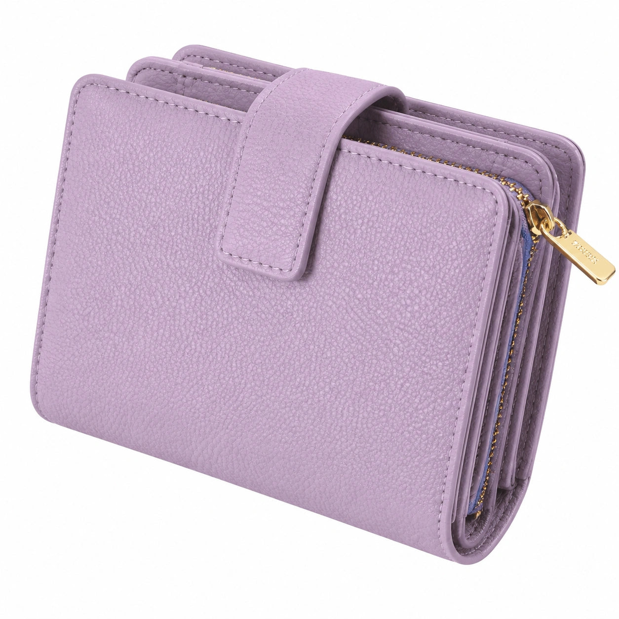 Damen Geldbörse 14 cm x 10 cm x 3 cm aus Kunstleder Lila mit Reißverschluss