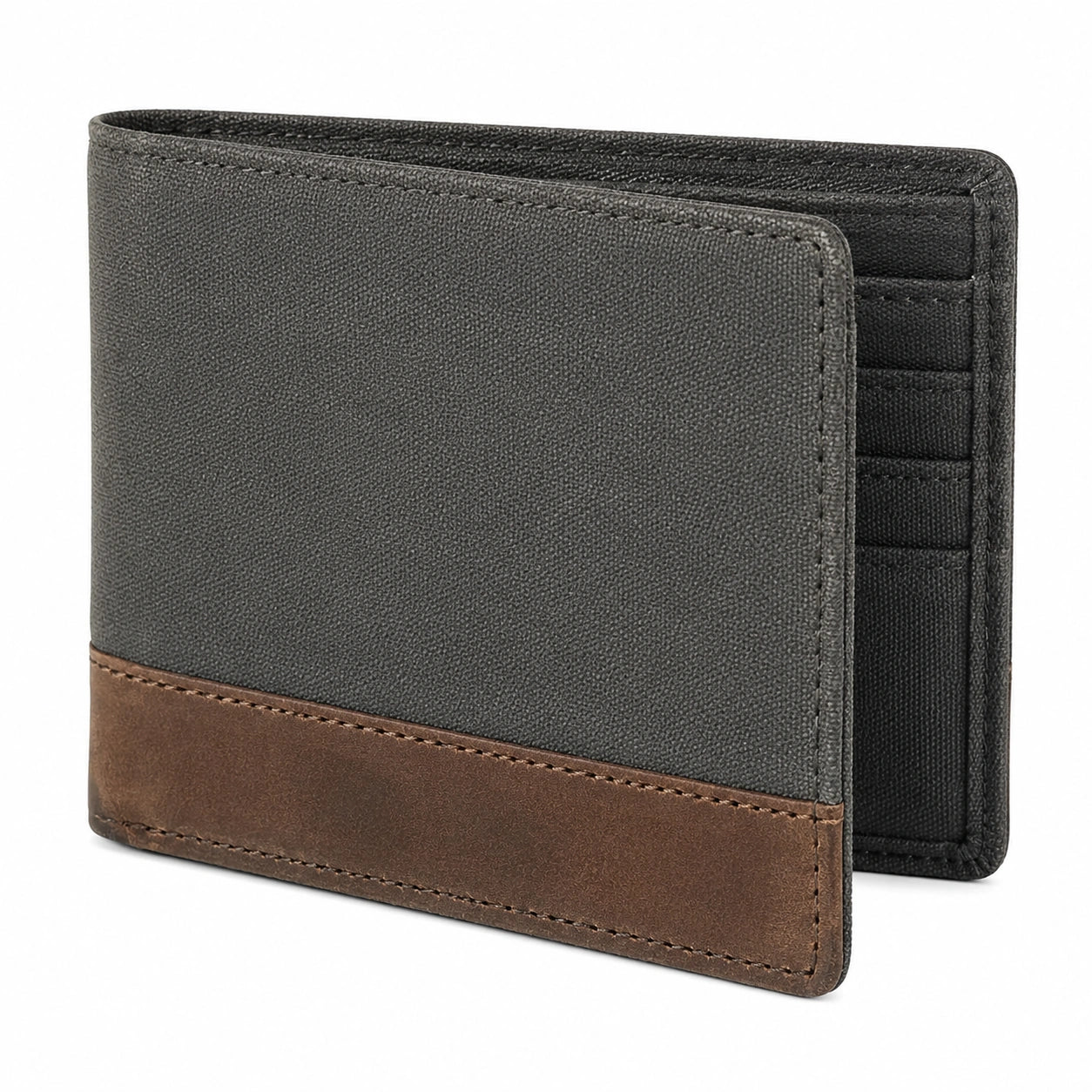 Geldbörse 12 x 9.5 x 2 cm Kunstleder Schwarz Braun faltbar mit Kartenfächern