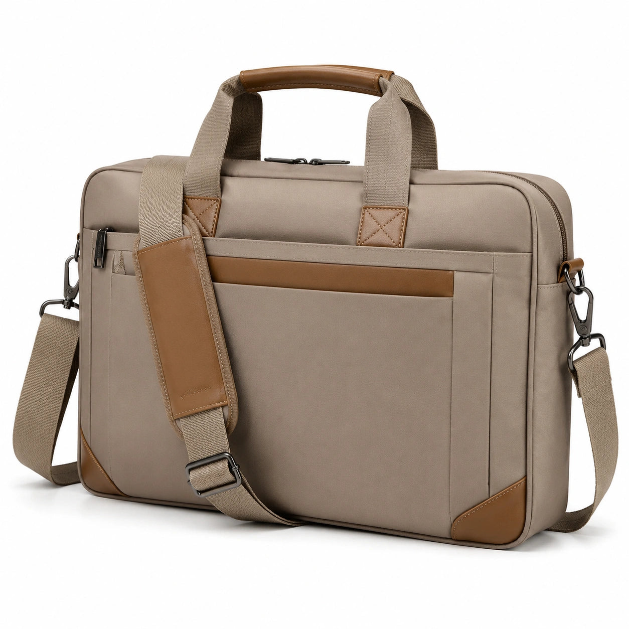 Laptoptasche 40 x 8 x 30 cm Textil Taupe Braun mit Schultergurt