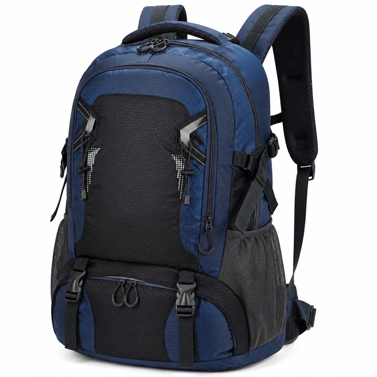 Rucksack 32 x 20 x 50 cm aus Polyester Blau Schwarz mit Mehrfachfächern für Alltag und Reisen