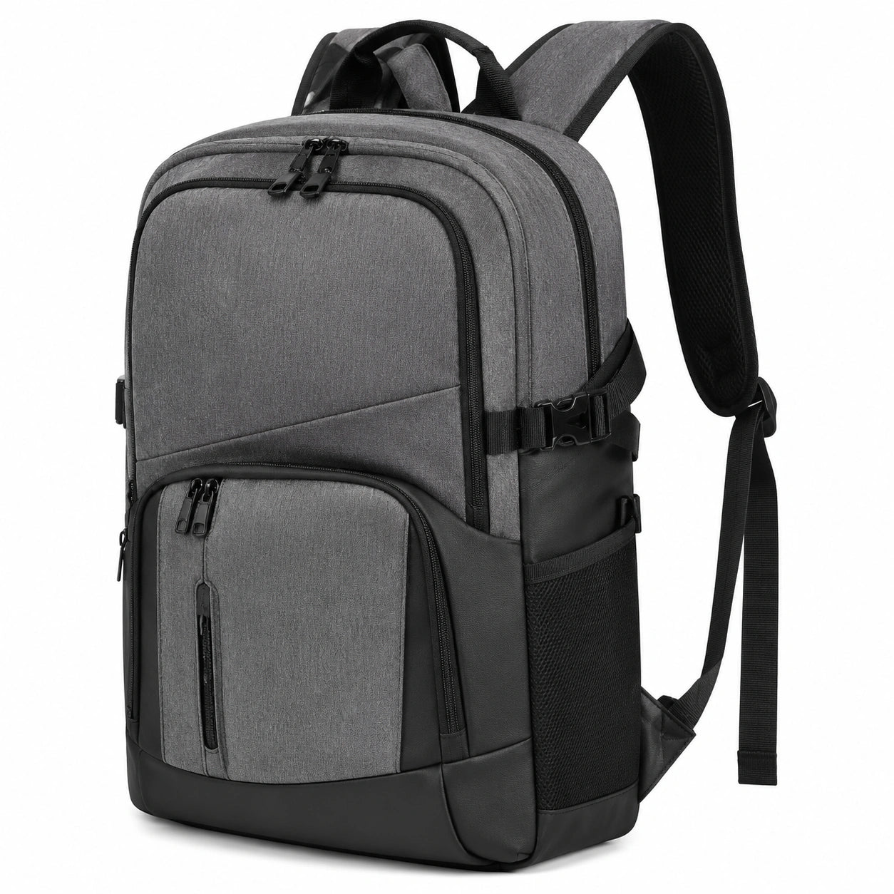 Laptoprucksack 32 x 18 x 46 cm aus Textil Grau Schwarz mit gepolsterten Trägern