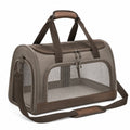 Haustier Transporttasche 45 x 28 x 28 cm braunes Textil mit Netzfenstern - tragbar