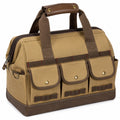 Werkzeugtasche 40 x 20 x 30 cm aus Textilgewebe in Khaki Braun mit Reißverschluss im Vintage-Stil