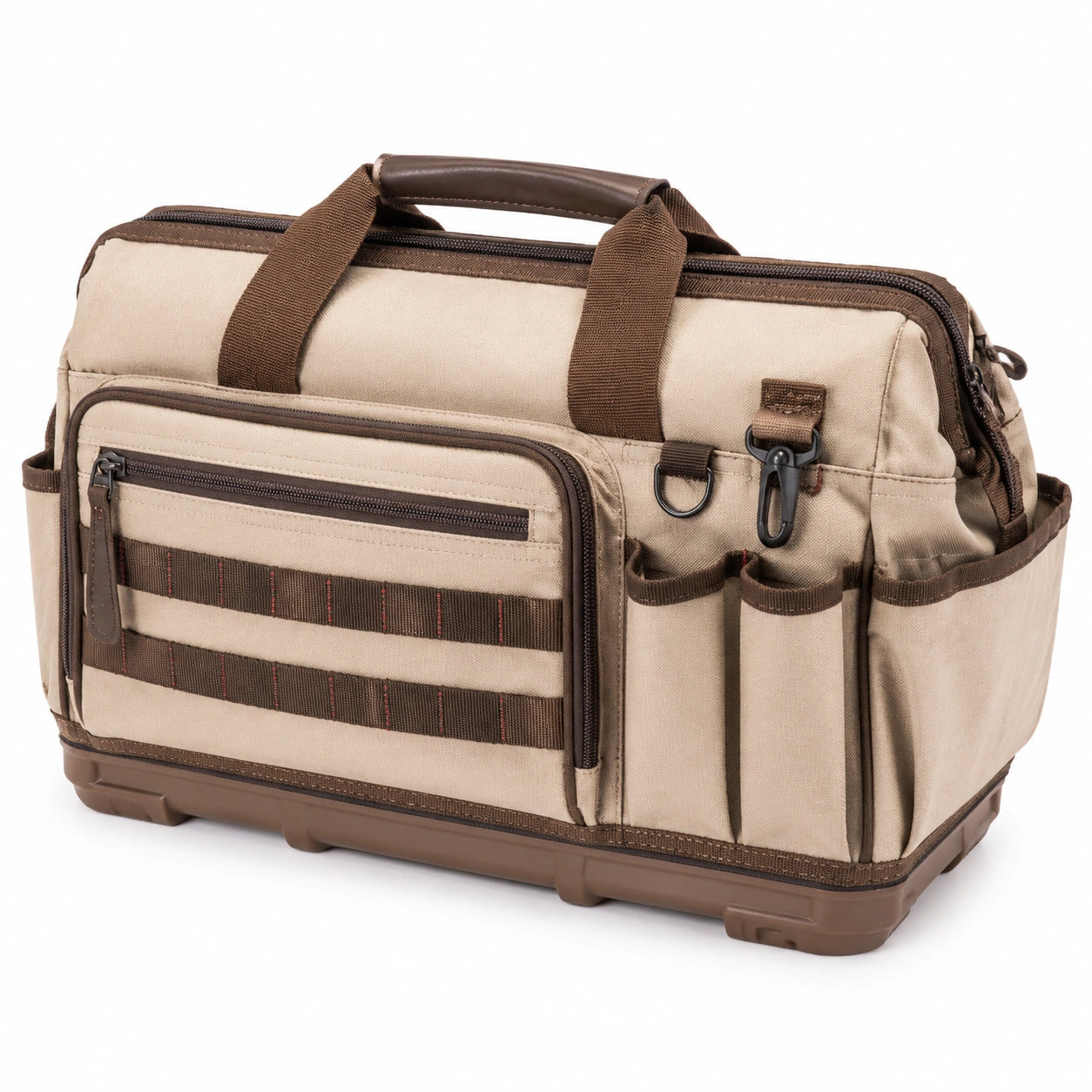 Werkzeugtasche 45 x 25 x 30 cm aus Textilgewebe Beige Braun mit Tragegriffen und Fächern